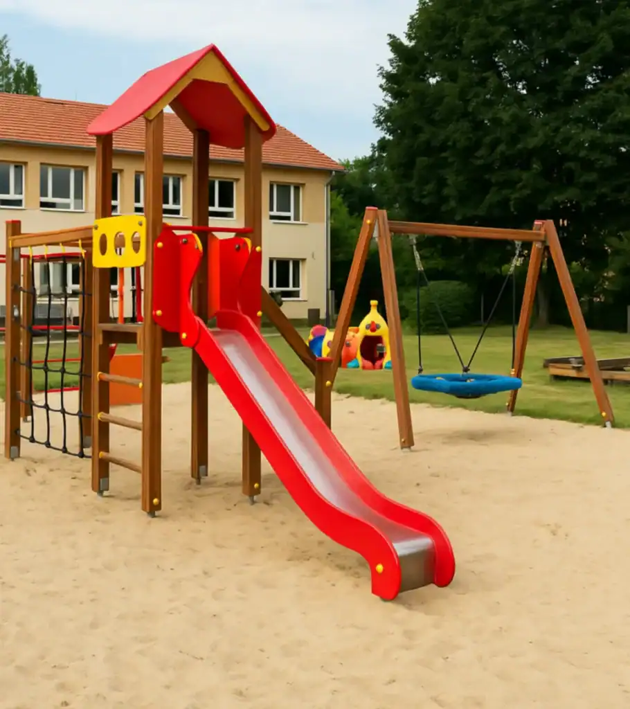 Spielplatz im Kindergarten – regelmäßige Prüfung und Wartung nach DIN EN 1176 und DGUV 202-022